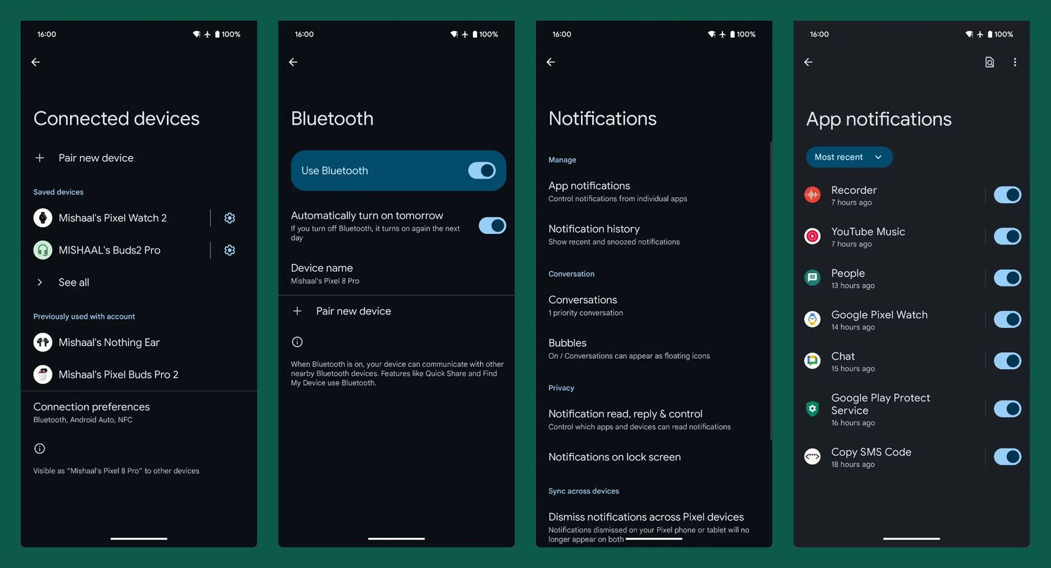 ▲ 深色模式下，安卓 15 当前设置应用