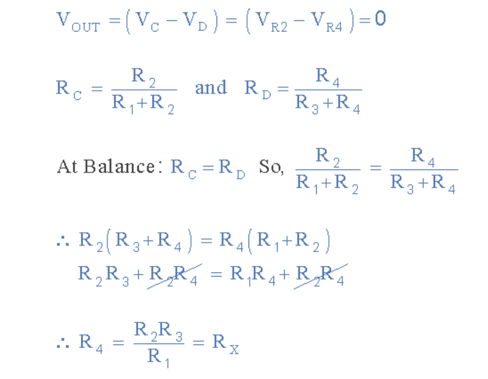 惠斯通电桥方程