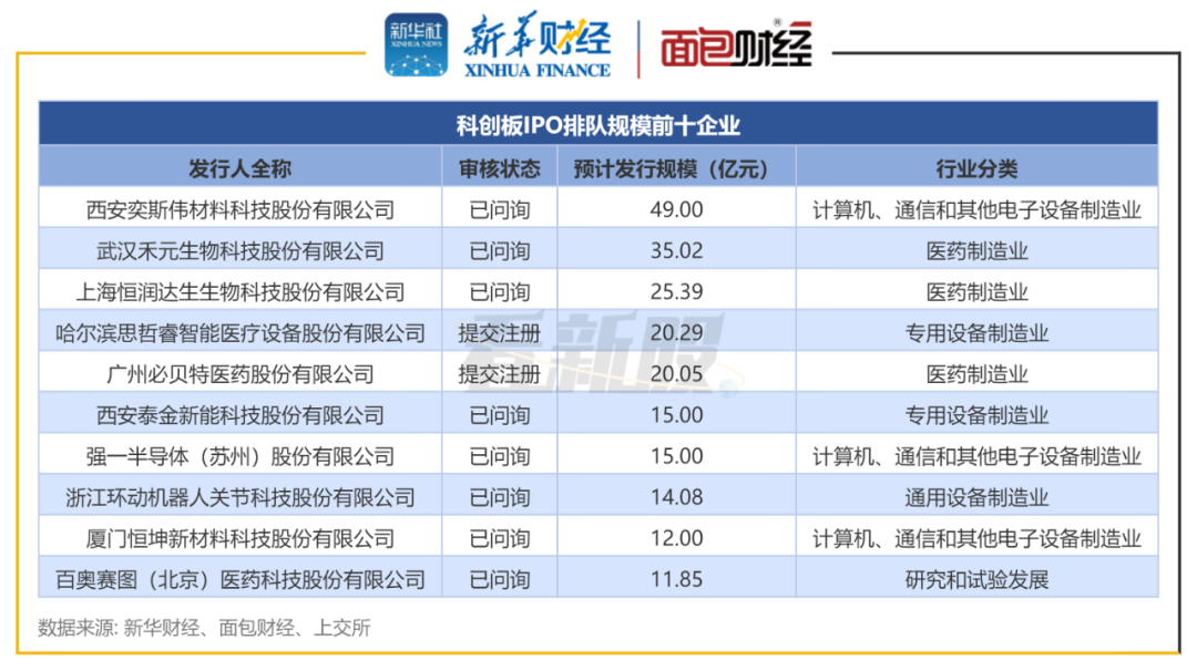 图4：科创板IPO排队规模前十企业