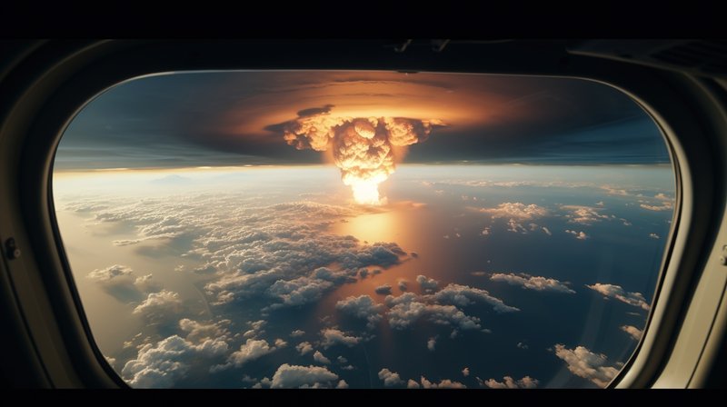 ▲AI生成从国际空间站看到的核爆炸情景。图/IC photo