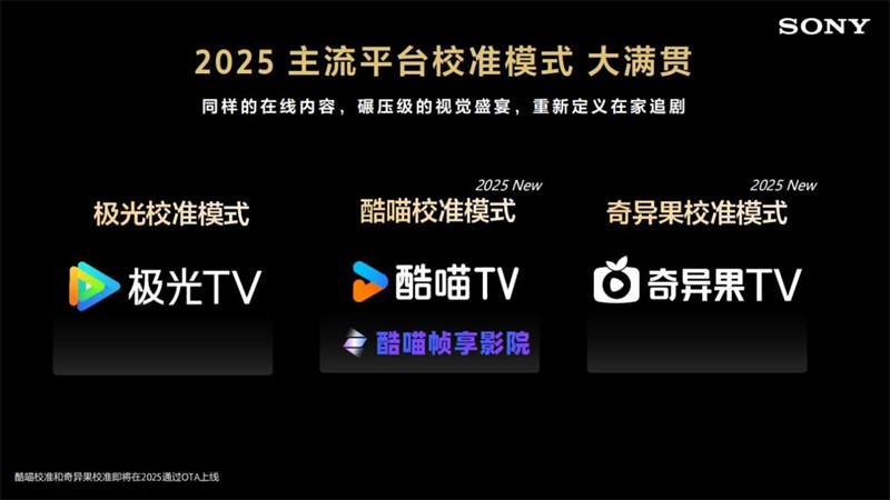 2025索尼实现主流流媒体平台校准模式大满贯