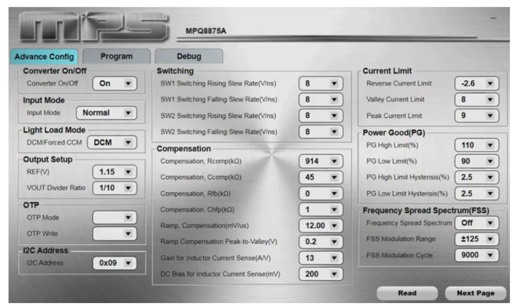 图 8：MPQ8875A-AEC1 配置表