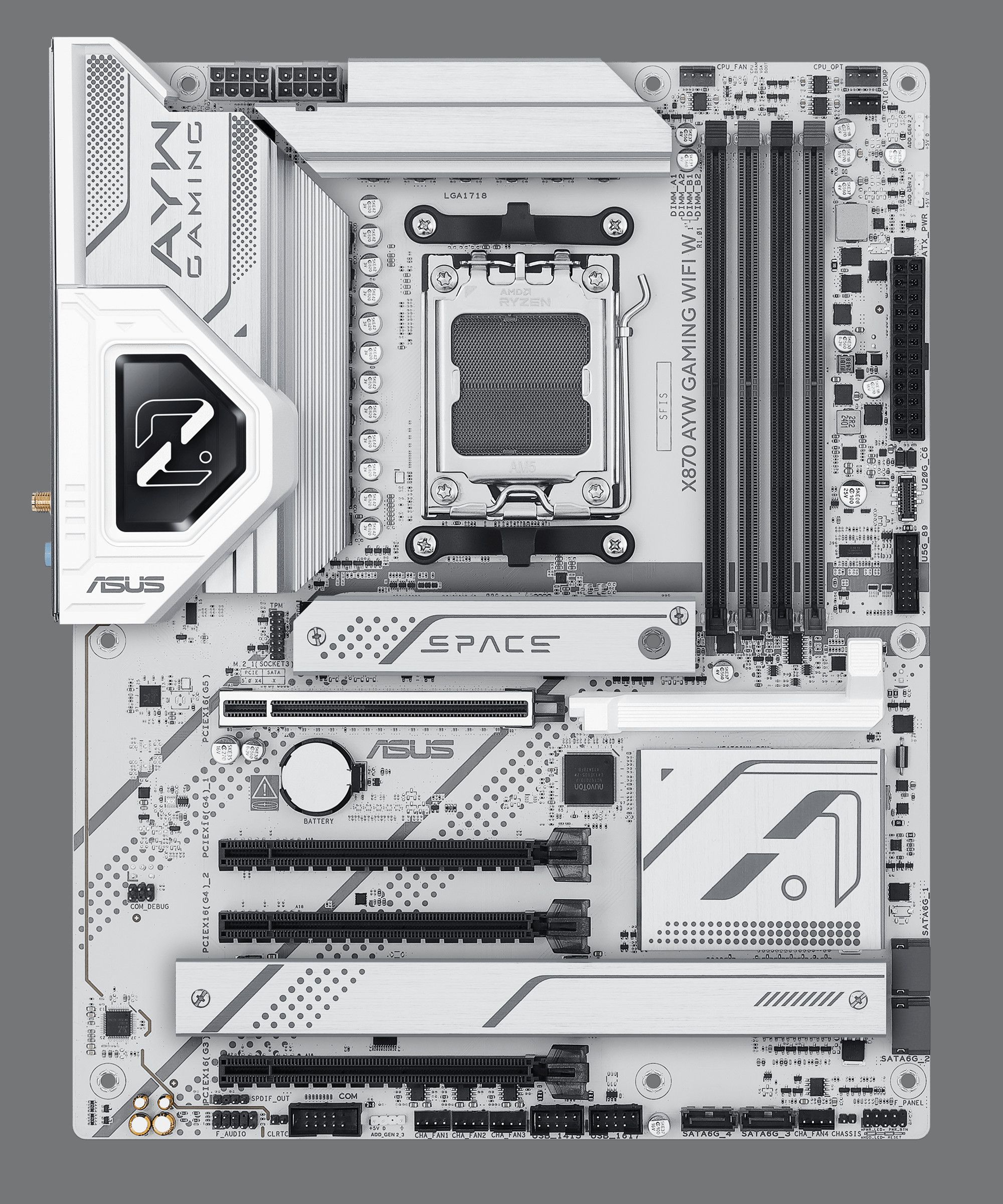 华硕 X870 AYW GAMING WIFI W 主板上市:太空主题白色设计,2099 元|华硕|PCIe|设计_新浪科技_新浪网