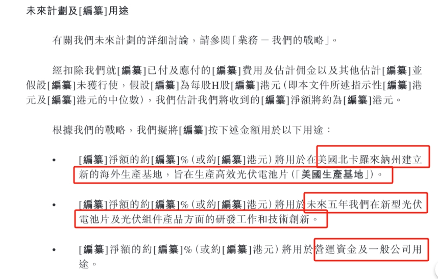 图3：中润光能募资使用计划