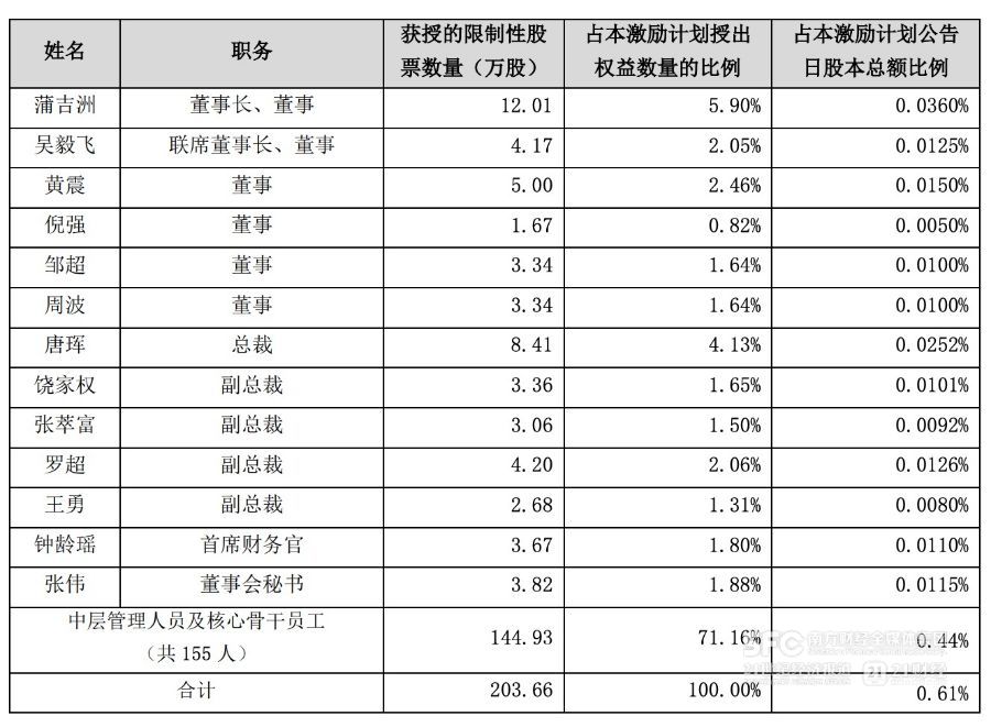 （股票总和和主要激发对象，来自草案）
