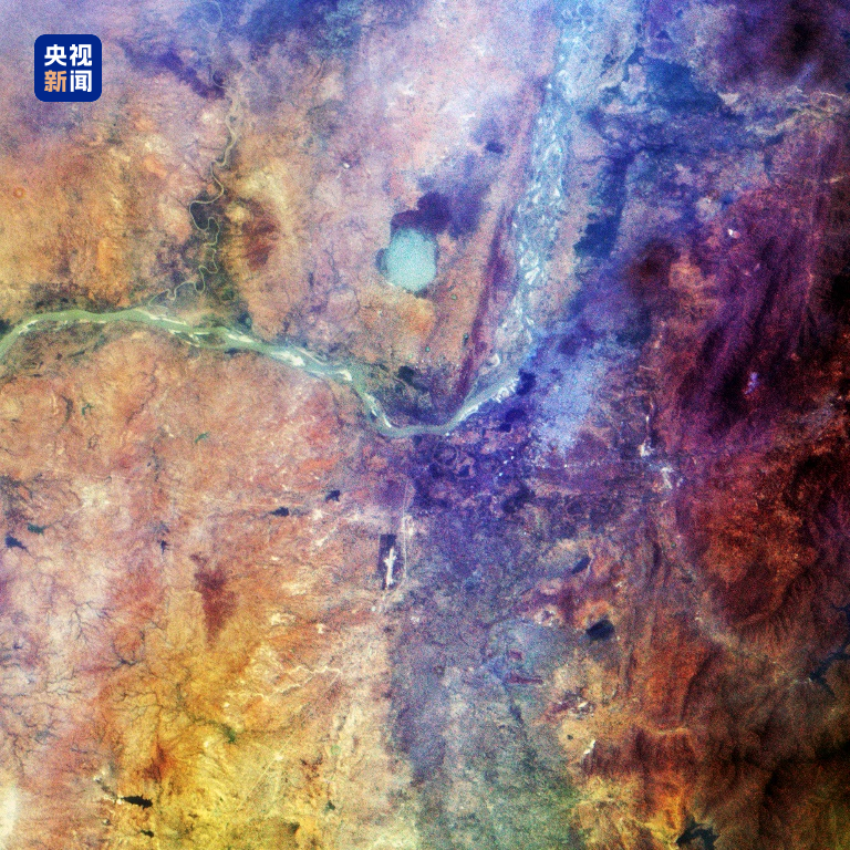 △缅甸地震灾后高分四号卫星图像