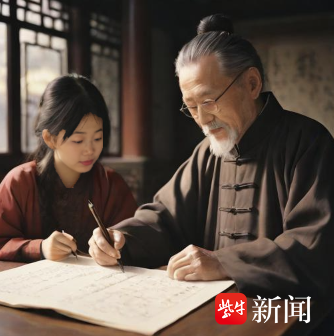 戴着眼镜的姚鼐（AI生成）