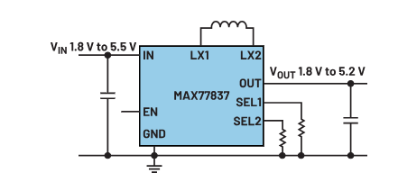 图2. 超高效降压-升压转换器，用于产生高于或低于输入电压的电压