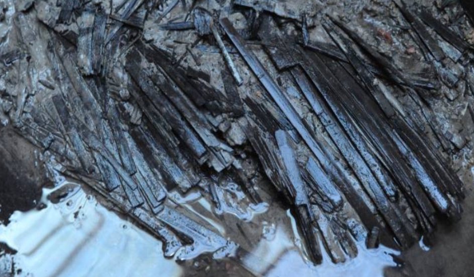 简牍出土时。图片来源：万年永宝——中国馆藏文物保护成果展