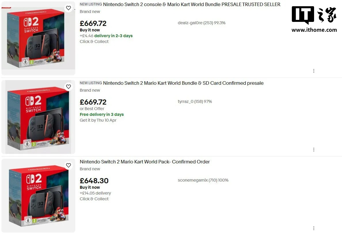 任天堂Switch 2 开放预购后遭遇大规模黄牛倒卖,eBay 已出现高价 任天堂Switch 2 开放预购后遭遇大规模黄牛倒卖,eBay 已出现高价