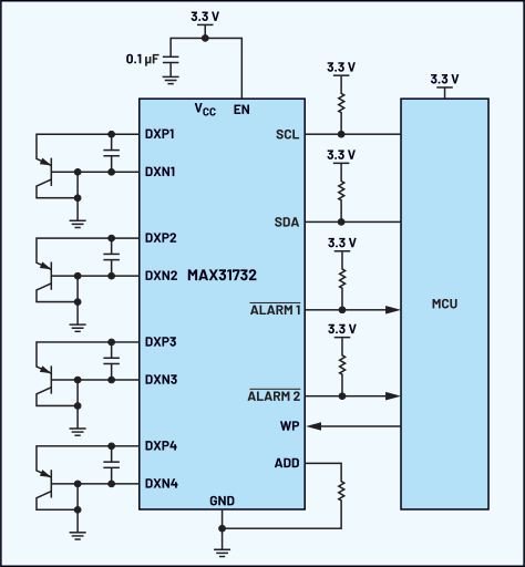 图5. MAX31732典型应用电路0 5结论