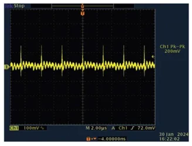 图10. 满负载1.5 A时输出峰峰值电压