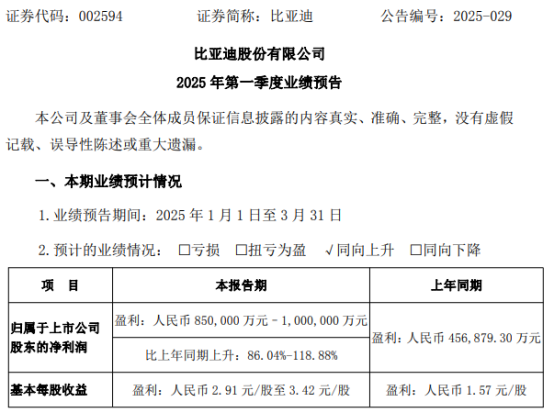 比亚迪公告截图