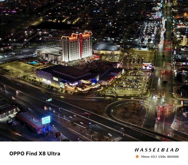 使用 OPPO Find X8 Ultra 空中拍摄维加斯夜景｜ 图片来源：极客公园