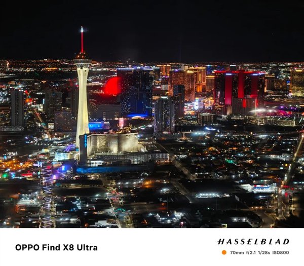 使用 OPPO Find X8 Ultra 空中拍摄维加斯夜景｜ 图片来源：极客公园