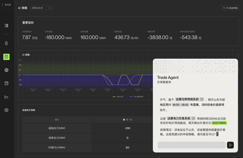图说：远景交易智能体交互界面