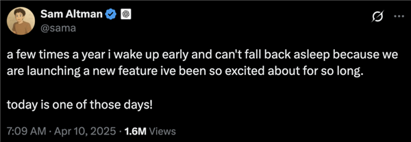 OpenAI 首席执行官 Sam Altman 预告功能｜ 图片来源：X
