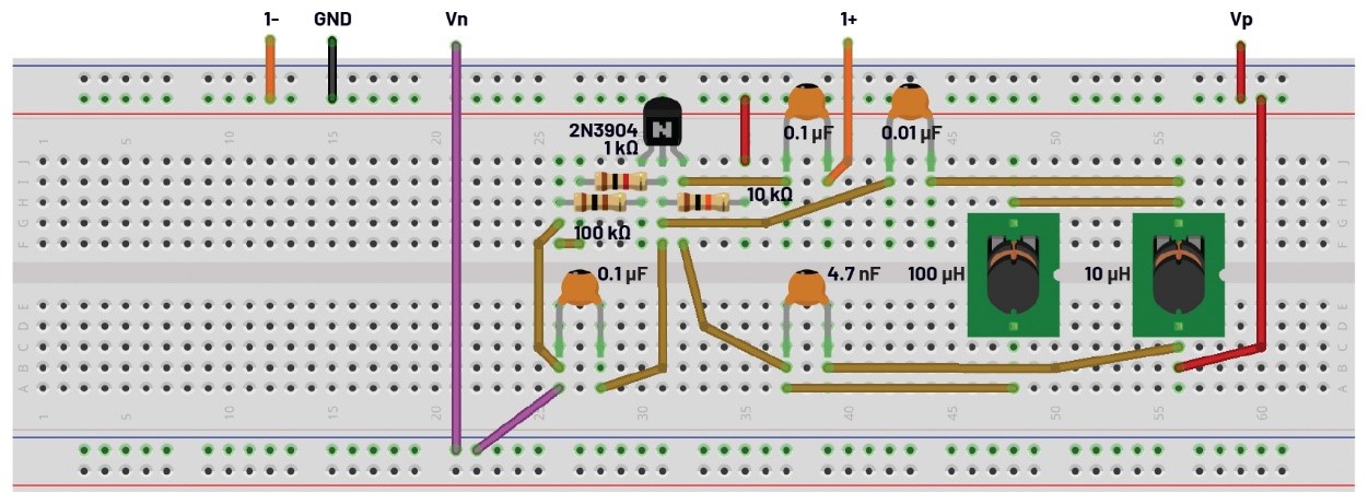 图3.Hartley振荡器试验板电路