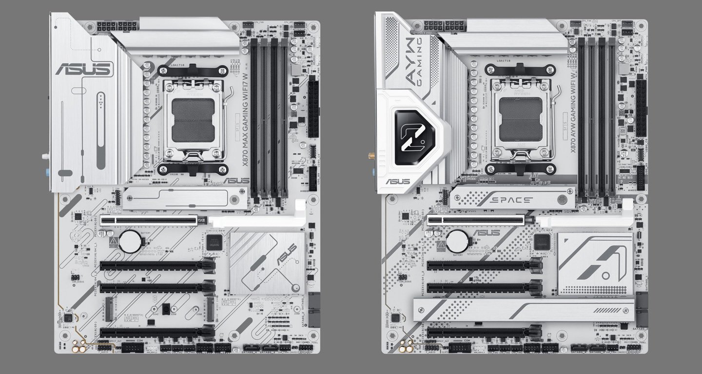 X870 MAX GAMING WIFI7 W（左）和 X870 AYW GAMING WIFI W（右）