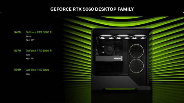 NVIDIA RTX 5060 TI发行：