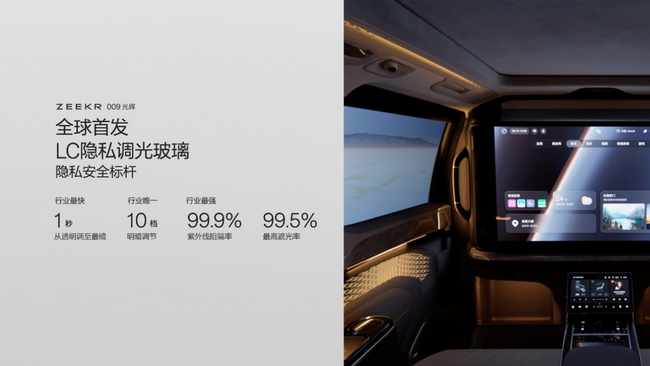 极氪009光辉LC隐私调光玻璃守护用户的隐私