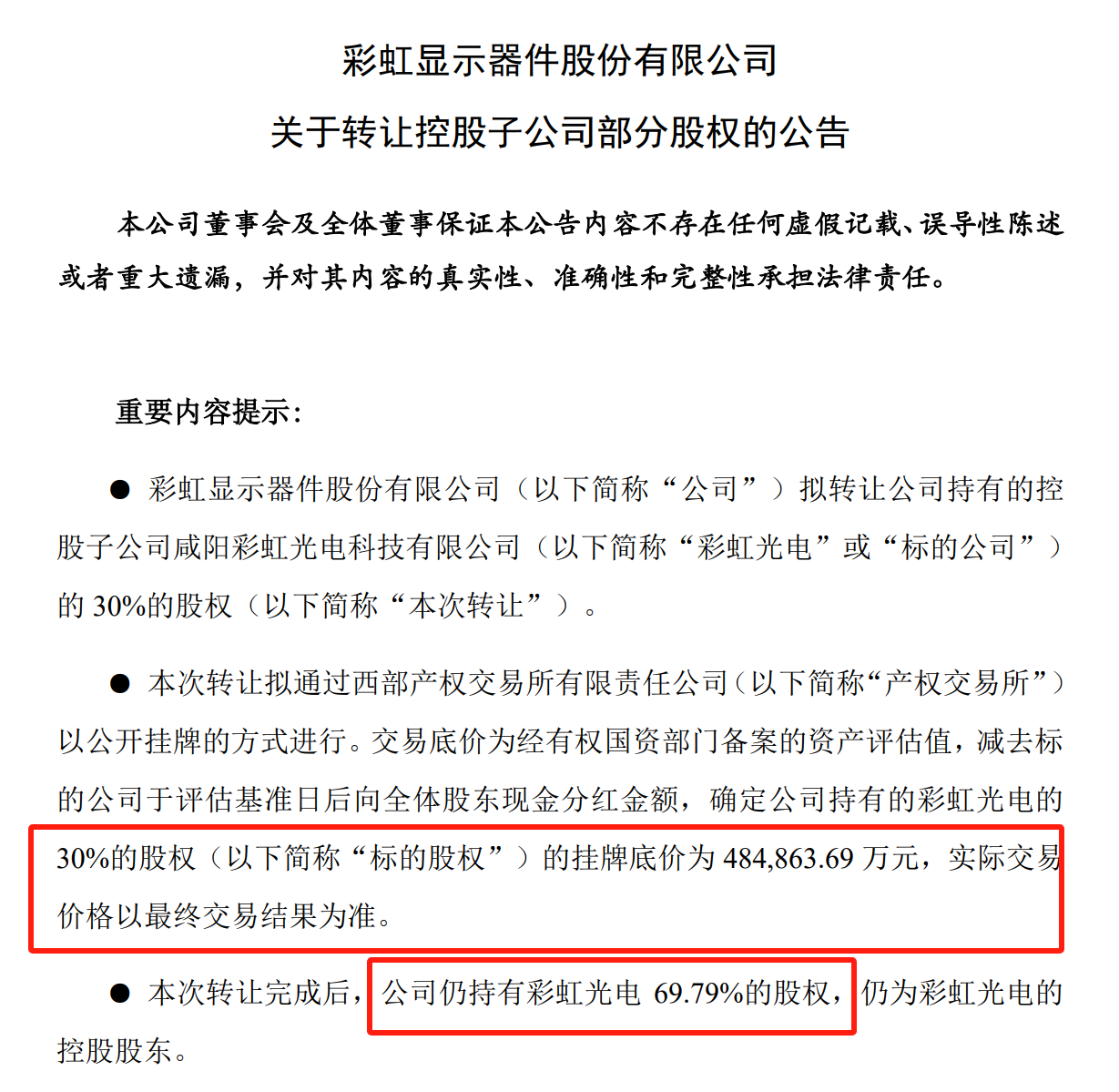 来源：彩虹股份公告