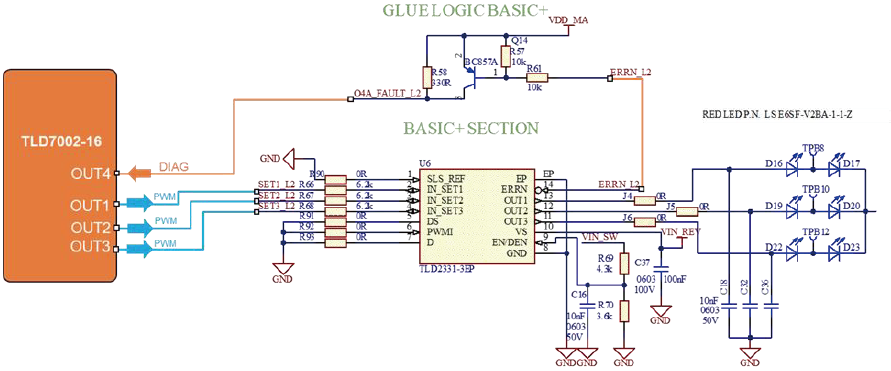 图7 驱动外部线性恒流源TLD2331-3EP