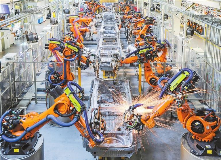 广州番禺广汽智联新能源产业园中的埃安智慧产线。（资料图）新华社发