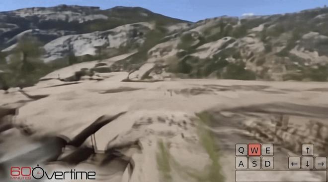 ▲实机演示：Genie 2将加州瀑布顶部的照片转化为类似视频游戏场景