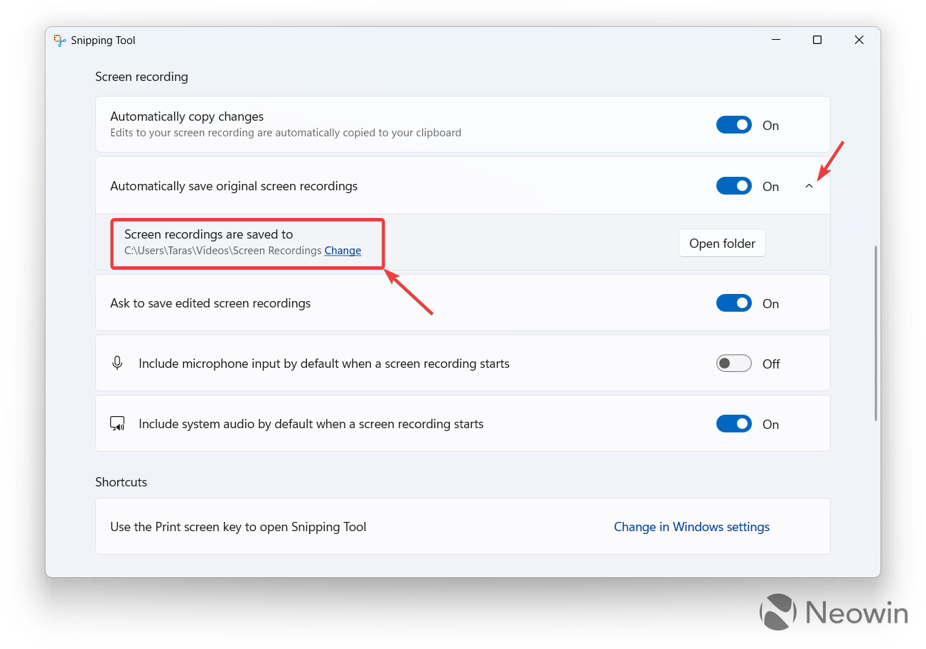 方法二：通过文件资源管理器调整截图文件夹