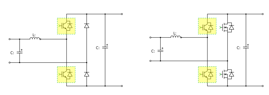图2a 图腾柱PFC，快管使用CoolSiC™ Hybrid 方案