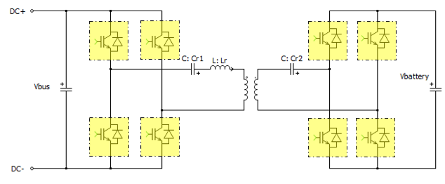 图2b 高压DC/DC，原副边均使用CoolSiC™ Hybrid 方案