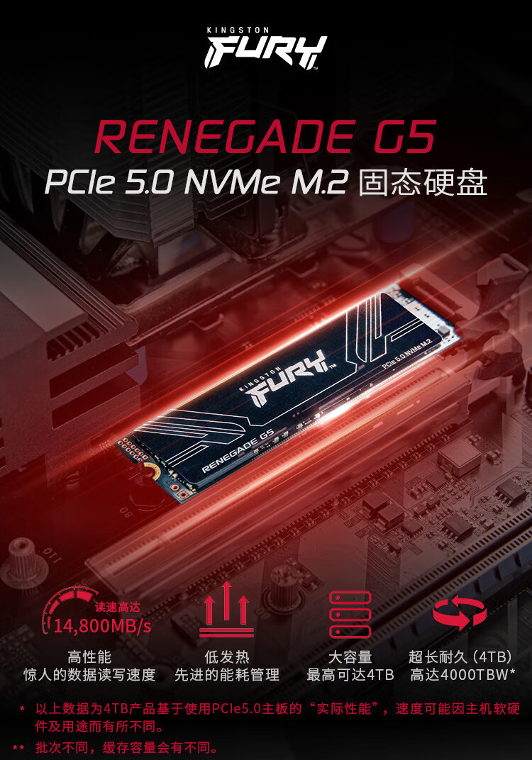 京东金士顿 FURY Renegade G5 固态硬盘 1024GB1359 元直达链接