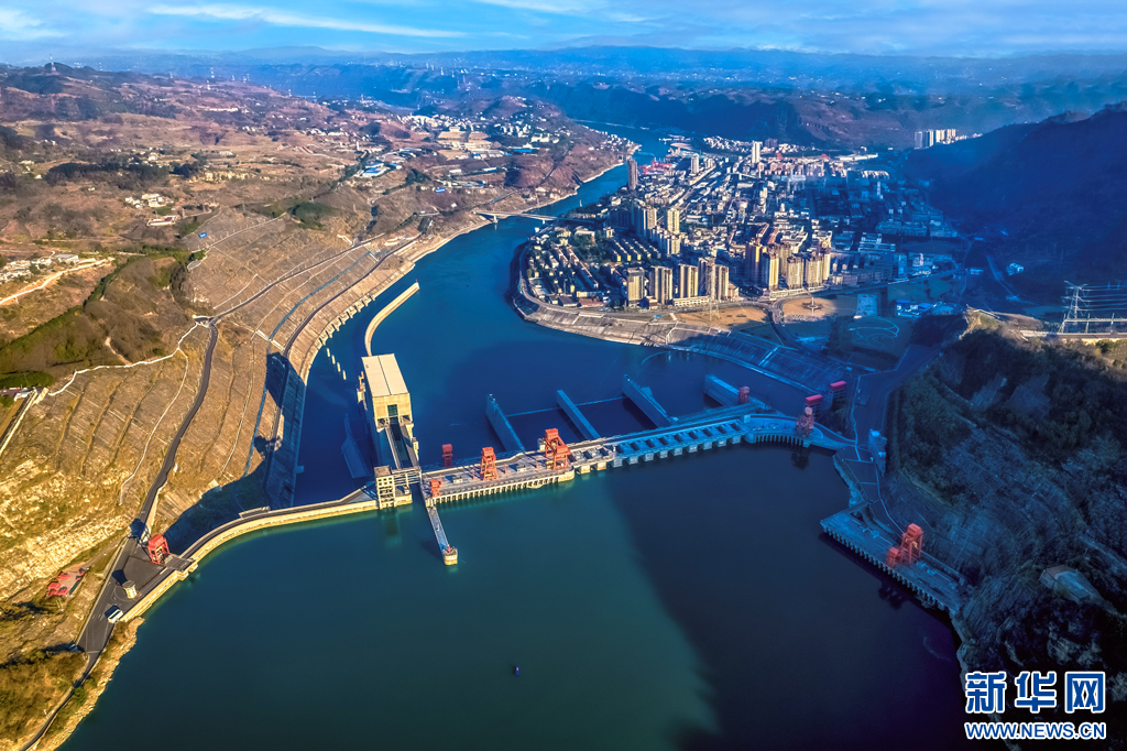 向家坝水电站全景（资料图）。新华网发（曾三东 摄）