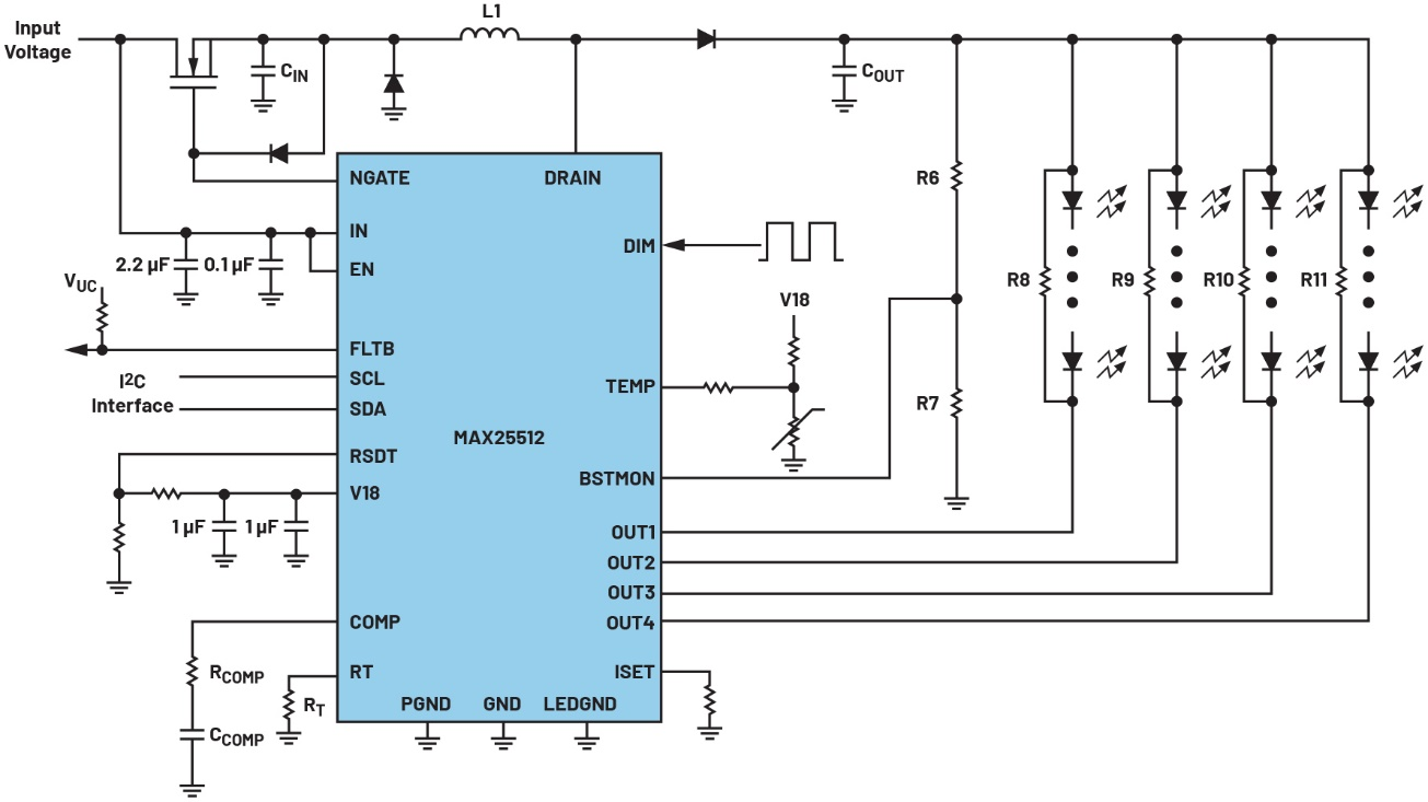 图4 MAX25512背光驱动器