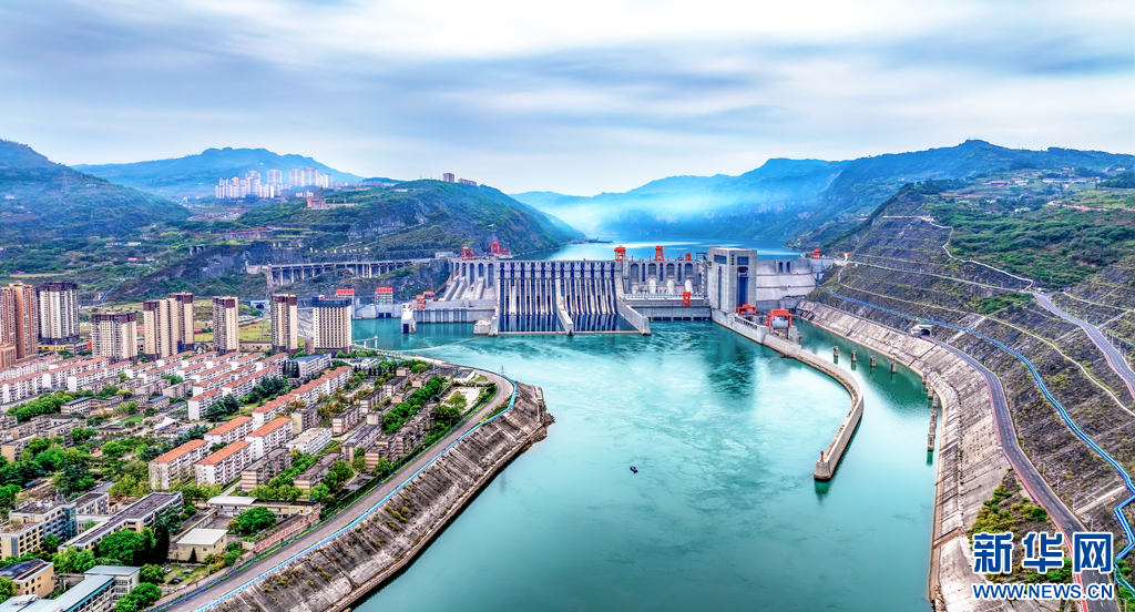 向家坝水电站全景（资料图）。新华网发（曾三东 摄）