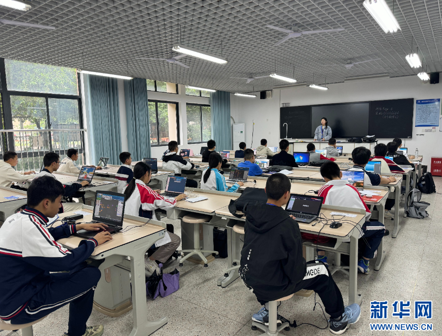 青少年AI机器人赛道虚拟仿真机器人比赛总决赛现场。新华网发（主办方供图）