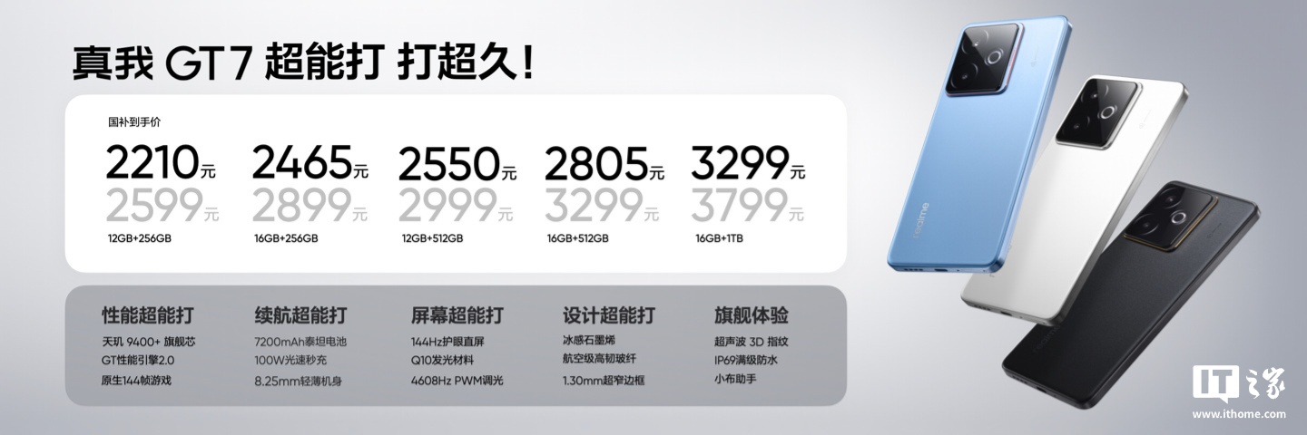 京东realme 真我 GT7 手机天玑 9400+ 处理器 | 7200mAh 泰坦电池国补价 2210 元起直达链接
