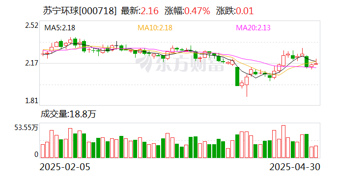 苏宁环球：2025年一季度净利润4693.46万元