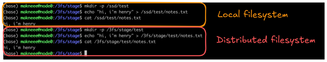 使用分布式文件系统与使用本地文件系统并无二致。