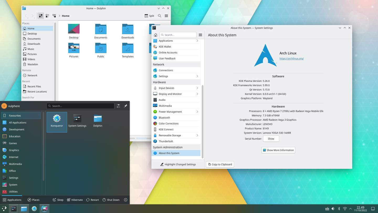 ▲ 使用亮色及暗色两种主题的 KDE Plasma 5，图源维基百科，仅供参考