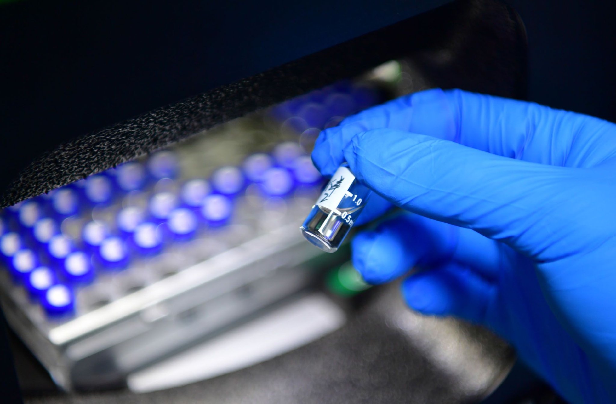 近日，在位于安徽省合肥市肥西县的安徽合城生物医药科技有限公司，技术人员对研发的样品进行液相检测。　新华社发（徐勇　摄）