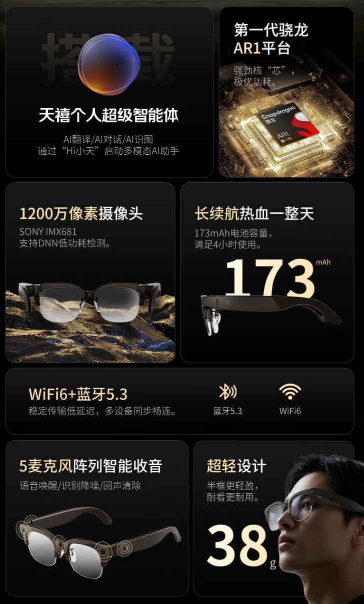 京东联想 Lecoo 斗战者 G1 智能体 AI 眼镜1999 元直达链接