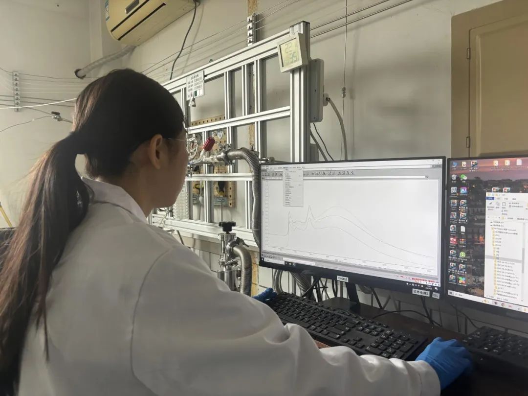 闫思杨观察电脑上的实验结果