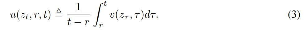 其中，u 表示平均速度，v 表示瞬时速度。u (z_t,r,t) 是一个同时依赖于 (r, t) 的场。u 的场如图 3 所示：
