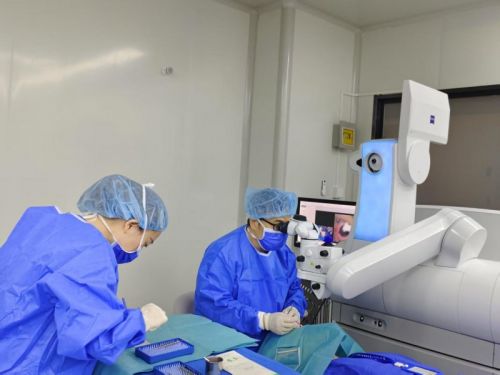▲浙江省眼科医院之江院区副院长、屈光中心主任赵向阳实施全飞秒SMILE pro手术