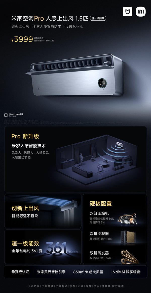 从3999元开始!小米从Mijia Air Rudysing Pro中解放:创