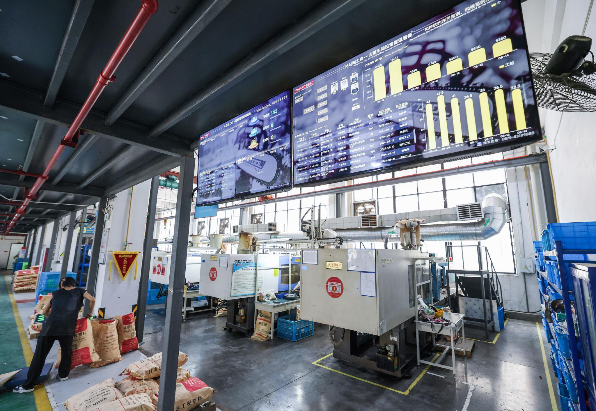 　　在金华市金东区曹宅镇的浙江托马斯工具制造有限公司数字化注塑车间内，自动化机床在生产园林机械配件。新华社记者 徐昱 摄