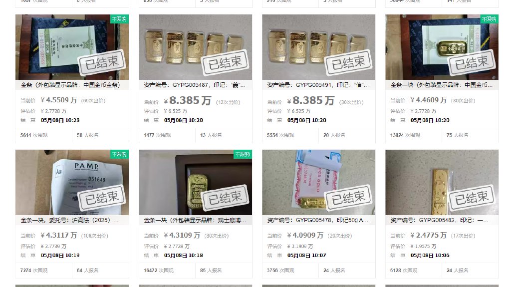 多笔法拍黄金竞拍数十人报名参与。