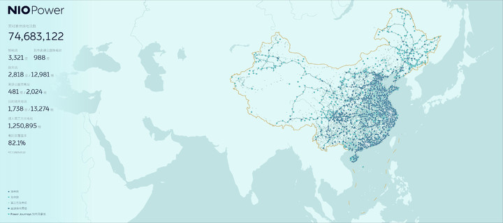 ▲ 蔚来充换电网络
